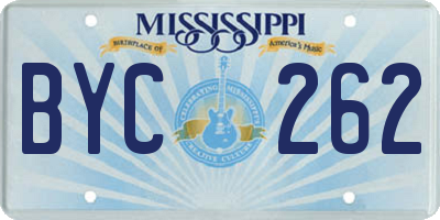 MS license plate BYC262