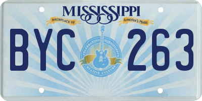 MS license plate BYC263
