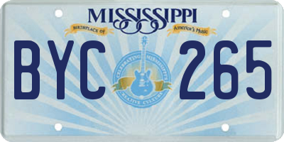 MS license plate BYC265