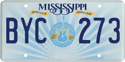 MS license plate BYC273