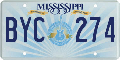 MS license plate BYC274