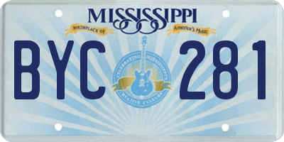 MS license plate BYC281
