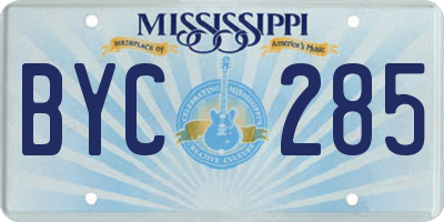 MS license plate BYC285