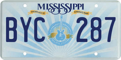 MS license plate BYC287