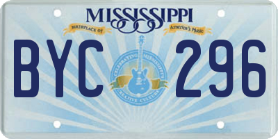 MS license plate BYC296