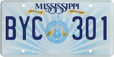 MS license plate BYC301
