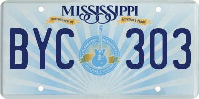 MS license plate BYC303