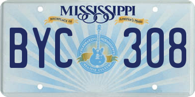 MS license plate BYC308