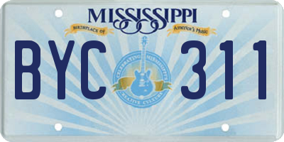 MS license plate BYC311