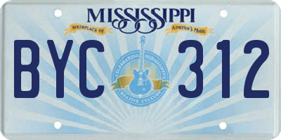 MS license plate BYC312