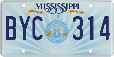 MS license plate BYC314