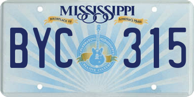 MS license plate BYC315