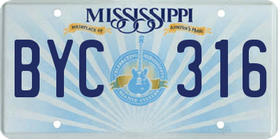 MS license plate BYC316