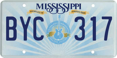 MS license plate BYC317
