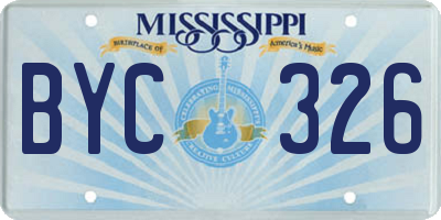 MS license plate BYC326