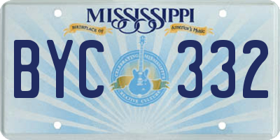 MS license plate BYC332