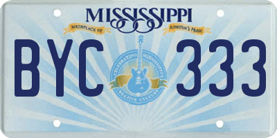 MS license plate BYC333
