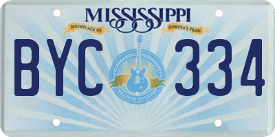 MS license plate BYC334