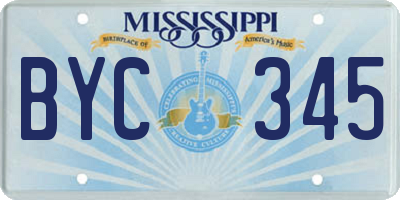 MS license plate BYC345