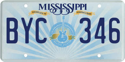 MS license plate BYC346