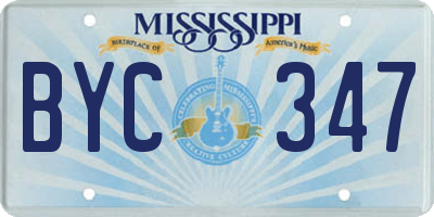 MS license plate BYC347