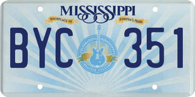 MS license plate BYC351