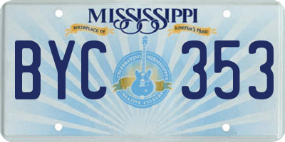 MS license plate BYC353