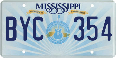 MS license plate BYC354