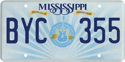 MS license plate BYC355