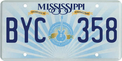 MS license plate BYC358