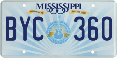 MS license plate BYC360