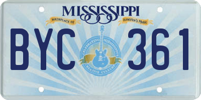 MS license plate BYC361