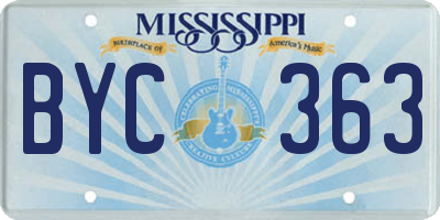 MS license plate BYC363