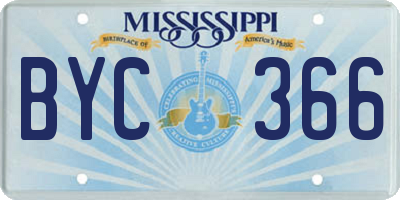 MS license plate BYC366