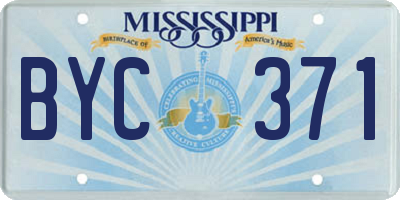 MS license plate BYC371