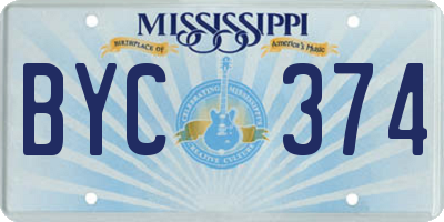 MS license plate BYC374