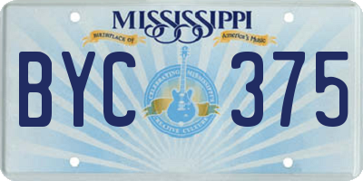 MS license plate BYC375