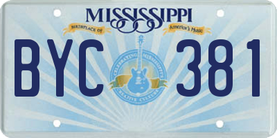 MS license plate BYC381
