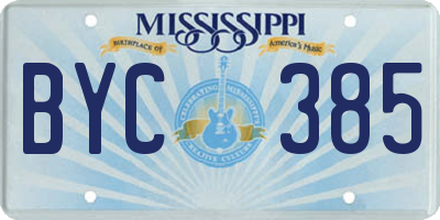 MS license plate BYC385
