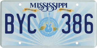 MS license plate BYC386
