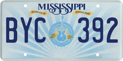 MS license plate BYC392