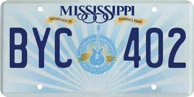 MS license plate BYC402