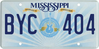 MS license plate BYC404