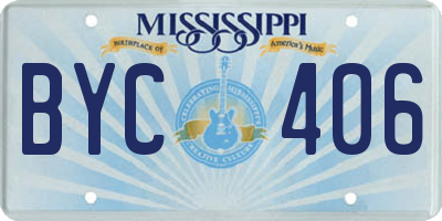 MS license plate BYC406