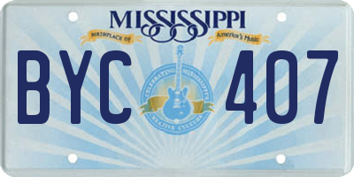 MS license plate BYC407