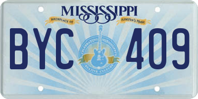 MS license plate BYC409