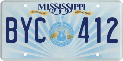 MS license plate BYC412