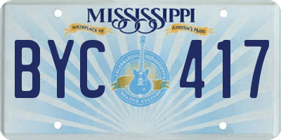MS license plate BYC417