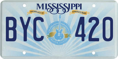 MS license plate BYC420