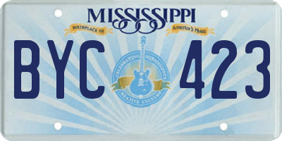 MS license plate BYC423